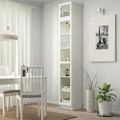 BILLY / OXBERG Bookcase w height extension ut/drs, white/glass, 40x42x237 cm