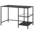 VITTSJÖ Desk, black-brown/glass, 110x60 cm