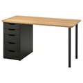 ANFALLARE / ALEX Desk, bamboo/black-brown, 140x65 cm