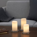 ÄDELLÖVTRÄD LED block candle, set of 3, white/indoor