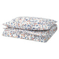 BRUDKRUSBÄR Duvet cover and pillowcase, white multicolour/floral pattern, 150x200/50x60 cm
