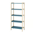 EKENABBEN Open shelving unit, aspen/blue, 70x34x154 cm