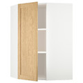 METOD Corner wall cabinet with shelves, white/Forsbacka oak, 68x100 cm