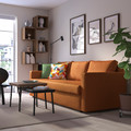 FRIHETEN 3-seat sofa-bed, Faringe brown-orange
