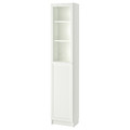 BILLY / OXBERG Bookcase with panel/glass door, white/glass, 40x30x202 cm