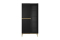 High Cabinet Display Cabinet Nicole, matt black, gold legs