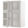 METOD Wall cabinet w shelves/4 glass drs, white/Lerhyttan light grey, 80x100 cm