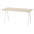 TROTTEN Desk, beige/white, 160x80 cm