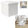 Folding Pouffe, boucle, white