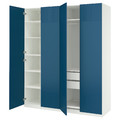 PAX / FYRUDDEN Wardrobe combination, white/blue, 200x60x236 cm