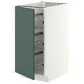 METOD Base cabinet with wire baskets, white/Aspudden dark grey-green, 40x60 cm