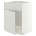 METOD Base cabinet f sink w door/front, white/Aspudden light grey, 60x60 cm
