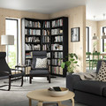 BILLY Bookcase corner comb w ext units, black oak effect, 136/136x28x237 cm