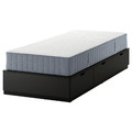 NORDLI Bed frame with storage and mattress, anthracite/Valevåg, 90x200 cm