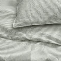 SOLFIBBLA Duvet cover and pillowcase, white green/stripe, 150x200/50x60 cm