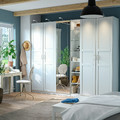 PAX / KAMMARTORP/TYSSEDAL Wardrobe combination, white mirror glass/grey white, 285x60x236 cm