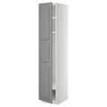 METOD High cabinet w shelves/wire basket, white/Bodbyn grey, 40x60x200 cm