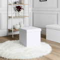 Pouffe with Storage Intesi Velse, faux leather, white