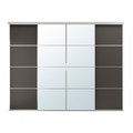 SKYTTA / MEHAMN/AULI Sliding door combination, aluminium/dark grey mirror glass, 301x240 cm