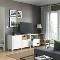 BESTÅ TV bench with doors and drawers, white/Smeviken/Kabbarp white, 240x42x74 cm