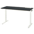 MITTZON Desk, black stained ash veneer/black white, 140x60 cm