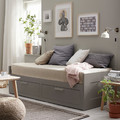 BRIMNES Day-bed w 2 drawers/2 mattresses, grey/Vannareid firm, 80x200 cm
