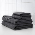 VÅGSJÖN Washcloth, dark grey, 30x30 cm, 4 pack
