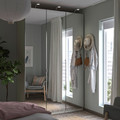 PAX / ÅHEIM Wardrobe combination, grey-beige/mirror glass, 150x60x236 cm
