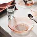 HAVSGÄDDA Deep plate, stripe pattern/pink, 19 cm