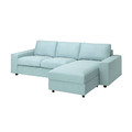 VIMLE Cover 3-seat sofa w chaise longue, with wide armrests/Saxemara light blue