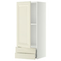 METOD / MAXIMERA Wall cabinet with door/2 drawers, white/Bodbyn off-white, 40x100 cm