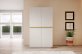 Wardrobe Nicole with Drawer Unit 100 cm, matt white, gold handles