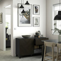 BESTÅ Storage combination w doors/drawers, black-brown Hedeviken/Stubbarp/dark brown stained oak veneer, 120x42x74 cm