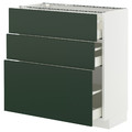 METOD / MAXIMERA Base cabinet with 3 drawers, white/Havstorp deep green, 80x37 cm