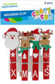 Decorative Christmas Clothespins, 7 cm, Mixed Designs, 4 pcs