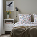 BRUDKRUSBÄR Duvet cover and 2 pillowcases, white multicolour/floral pattern, 200x200/50x60 cm