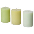 LÖVSKOGSLUND Scented pillar candle, mixed colours, 30 hr