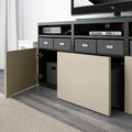 BESTÅ TV storage combination/glass doors, black-brown, 180x42x192 cm