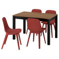 ÅLHULT / ODGER Table and 4 chairs, black/brown/red, 120/170x80 cm