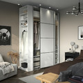 PAX / MEHAMN Wardrobe with sliding doors, white aluminium/white white, 170x66x236 cm