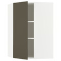 METOD Corner wall cabinet with shelves, white/Havstorp brown-beige, 68x100 cm
