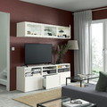 BESTÅ TV storage combination/glass doors, white/Hanviken white clear glass, 180x42x192 cm