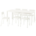 VIHALS / VIHALS Table and 6 chairs, white/white, 120/180x74 cm