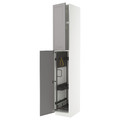 METOD High cabinet with cleaning interior, white/Bodbyn grey, 40x60x240 cm