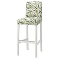 BERGMUND Bar stool with backrest, white, Fågelfors multicolour, 75 cm