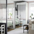 PAX / KAMMARTORP Wardrobe combination, white mirror glass/grey, 100x60x236 cm