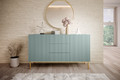 Cabinet with 2 Doors & 3 Drawers Nicole 150cm, sage/gold legs