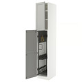 METOD High cabinet with cleaning interior, white/Lerhyttan light grey, 40x60x220 cm