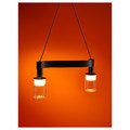 ACKJA / MOLNART Pendant lamp with light bulb, wave shaped black/tube-shaped patterned