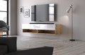 Wall-mounted TV Cabinet Derby 140, wotan oak/gloss white